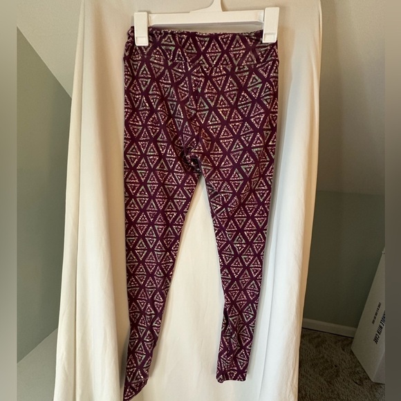 Geometric Patterned Womens Leggings One Size Purple - Picture 7 of 7